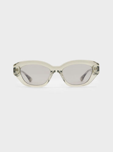 Onyx Recycled Acetate Cat-Eye Sunglasses, Grey, hi-res