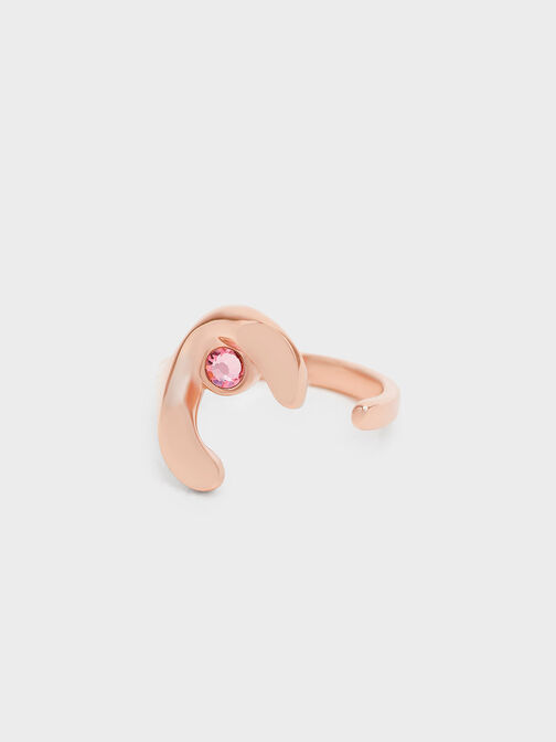 Gem-Embellished Open Ring, Rose Gold, hi-res