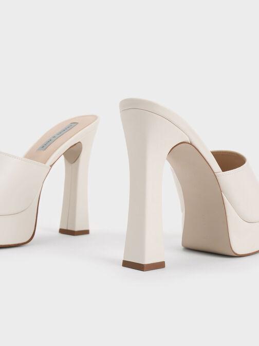 Platform Block Heel Mules, Cream, hi-res