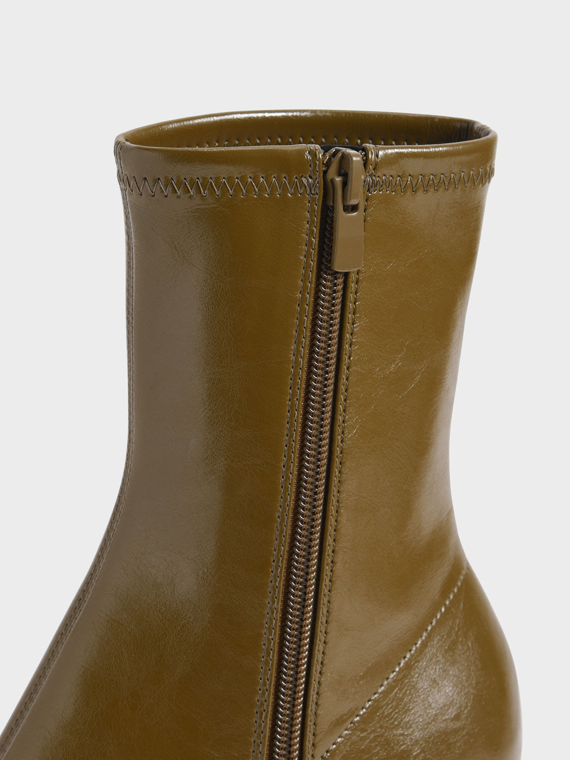 Sculptural Heel Ankle Boots, Olive, hi-res