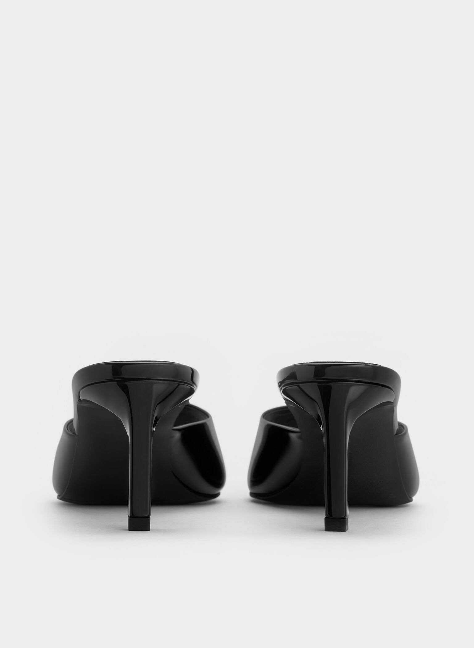 Patent Pointed Peep-Toe Heeled Mules, Black Patent, hi-res
