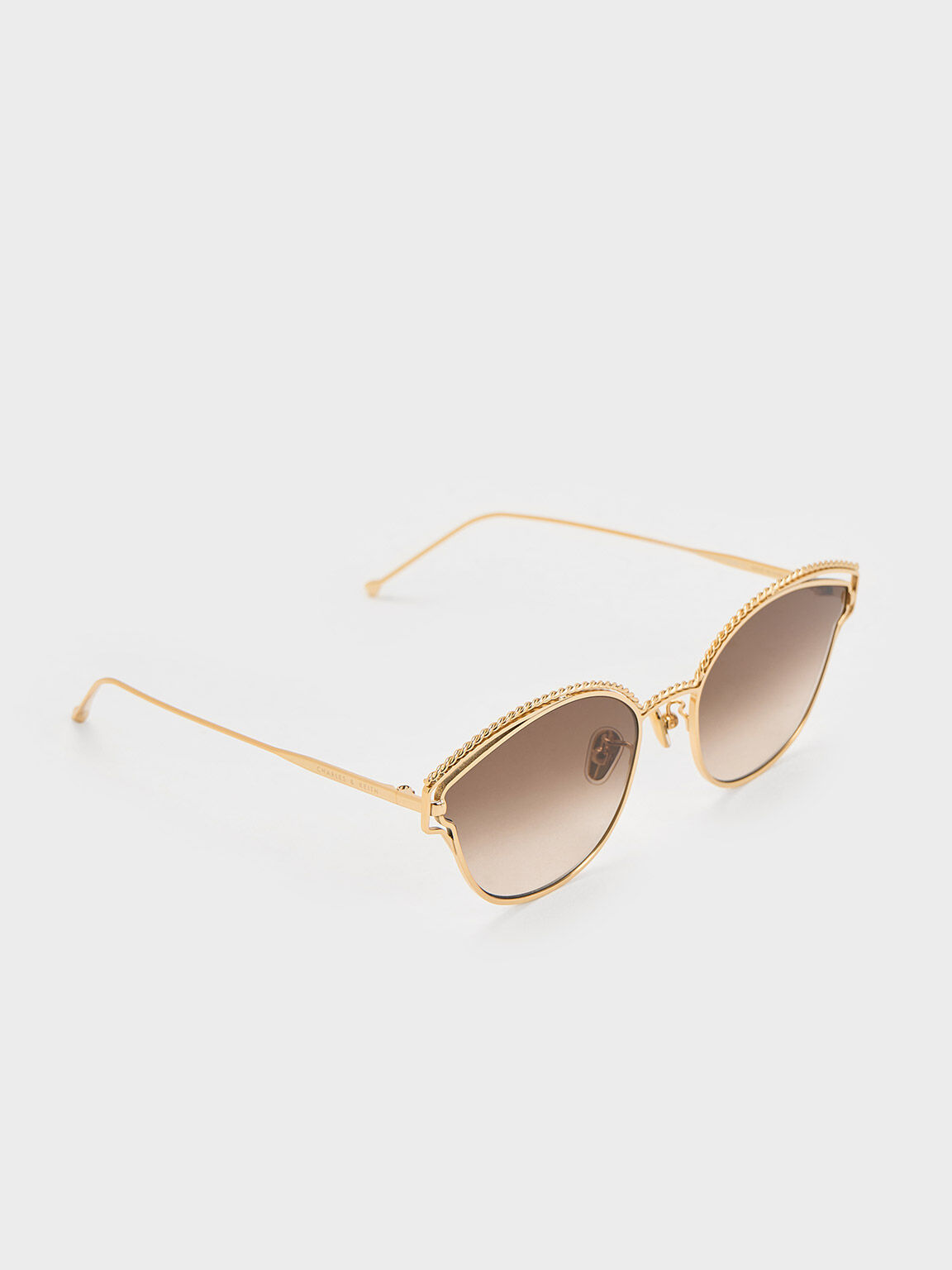 Braided Wire Frame Cateye Sunglasses Gold