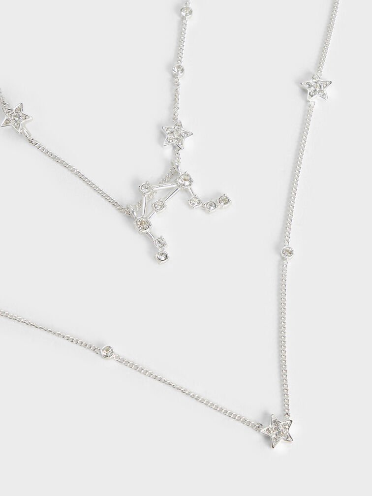 Libra Crystal Charm, Silver, hi-res