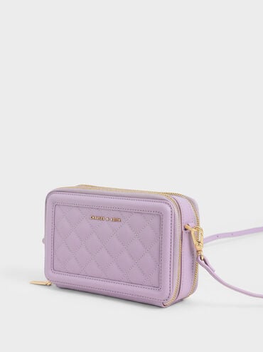 Quilted Boxy Long Wallet, Lilac, hi-res