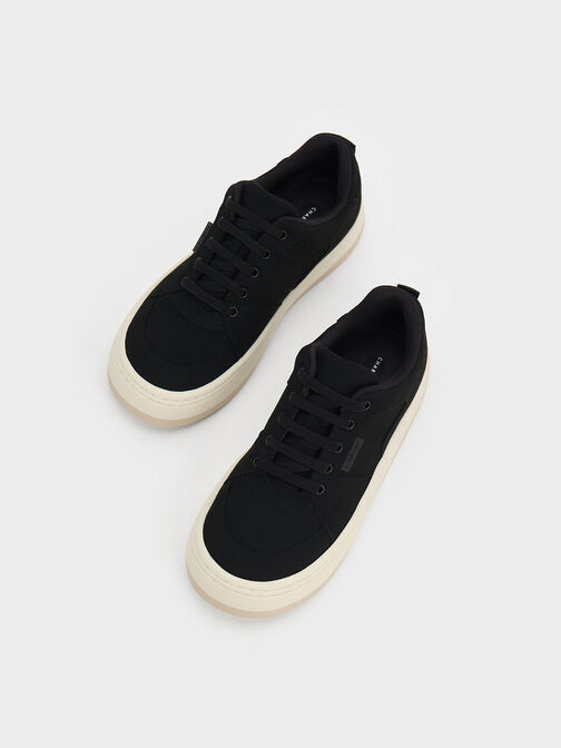 Textured Low-Top Sneakers, Black, hi-res