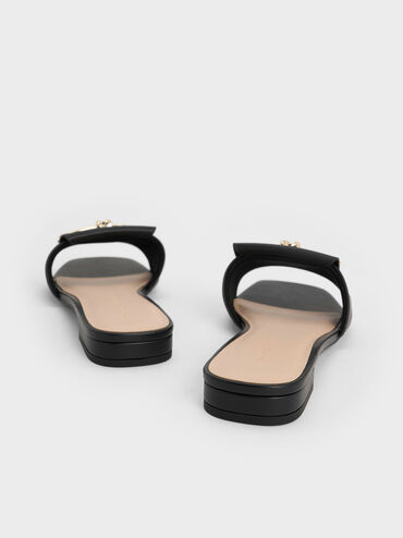 Sandalias con detalle de nudo, Negro, hi-res