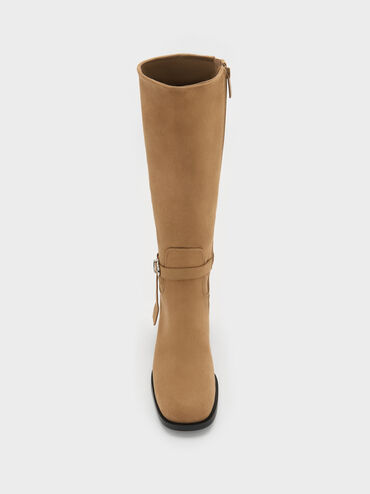 Bottes hautes Eliza en su&eacute;dine, Sable, hi-res