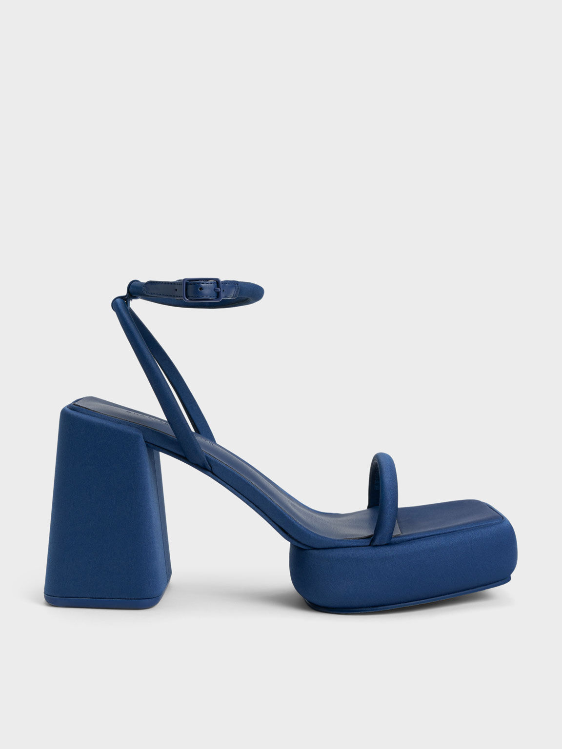 Lucile Satin Platform Sandals, Dark Blue, hi-res