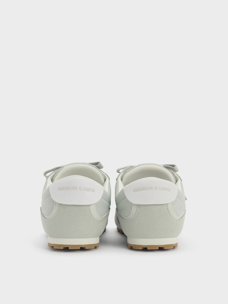 Nylon Contrast-Panel Lace-Up Sneakers, Mint Green, hi-res