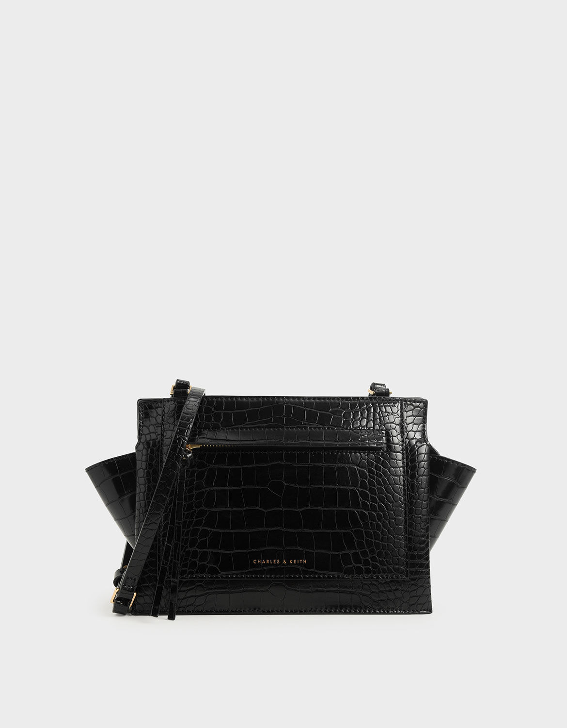 mini black croc bag