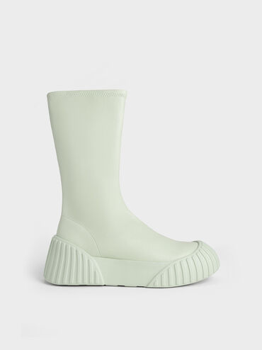 Adrian Chunky Sole Calf Boots, Light Green, hi-res