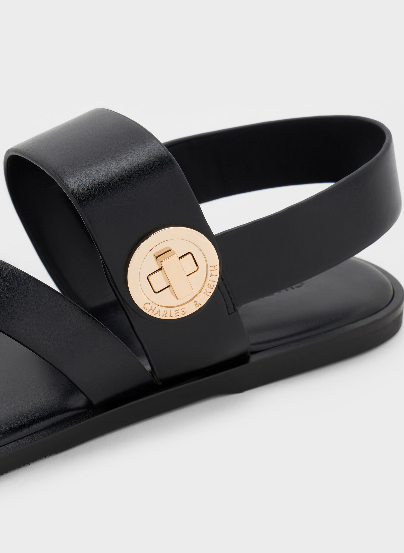 Yara Turn Lock Strappy Sandals, Black, hi-res