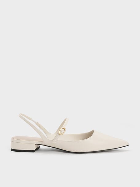 Slingback Mary Jane Flats, Chalk, hi-res