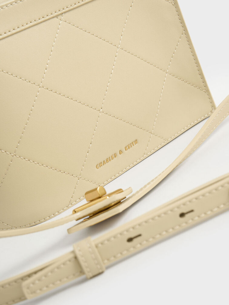 Metallic Accent Quilted Bag, Butter, hi-res
