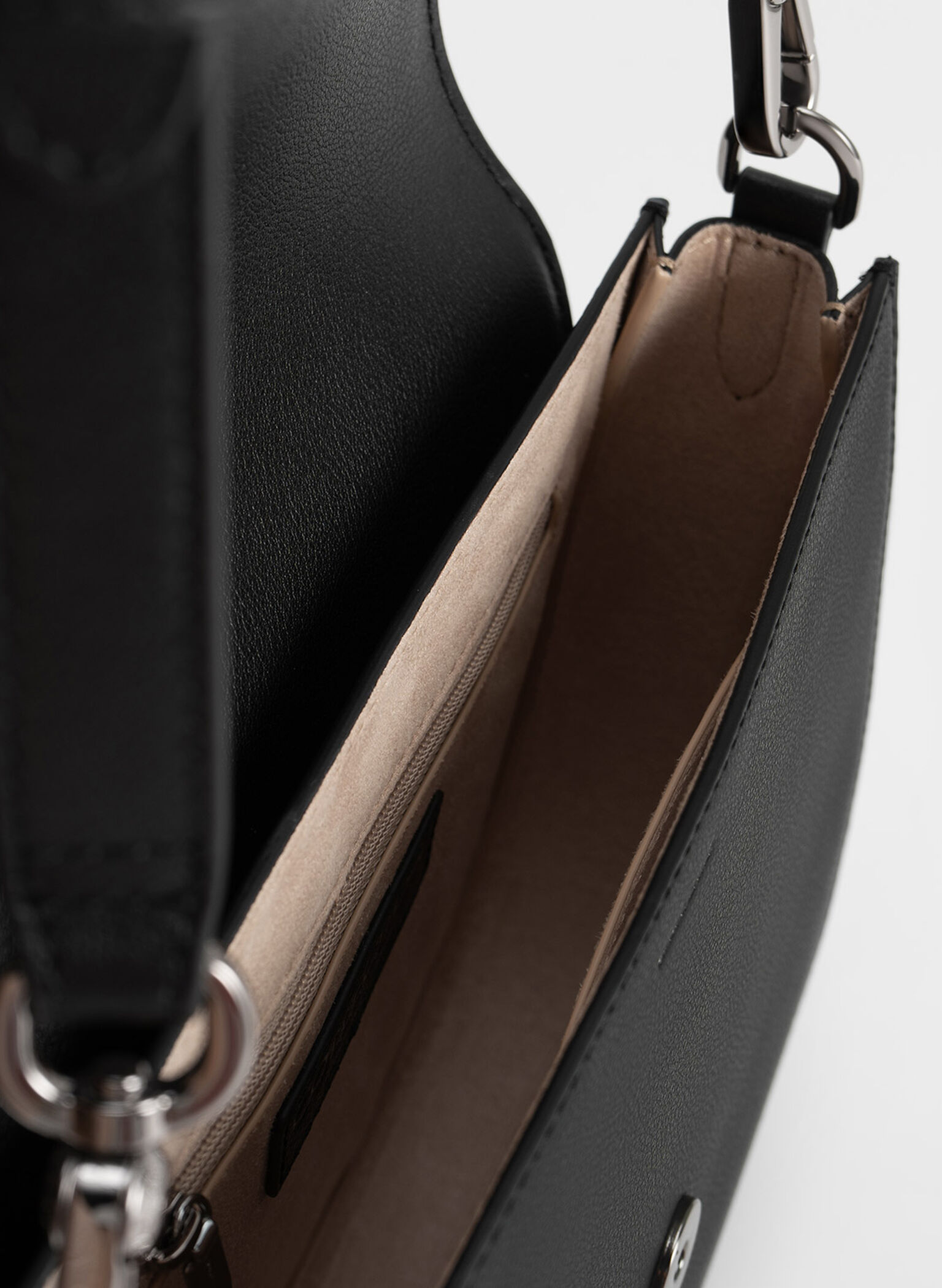 Bolso saddle Gabine de cuero y tweed, Multicolor, hi-res