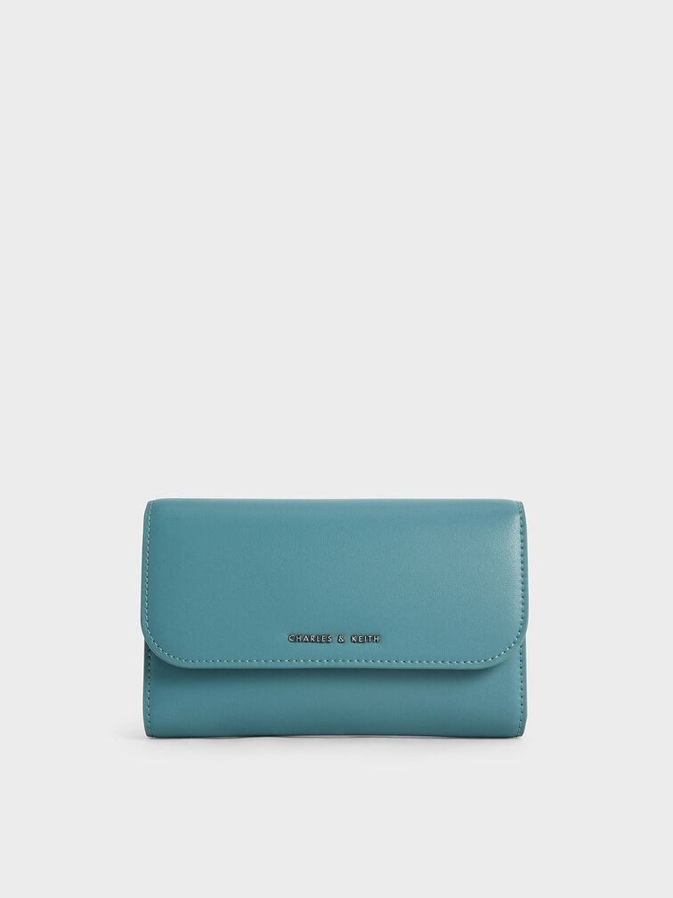 Teal Magnetic Front Flap Long Wallet - CHARLES & KEITH PH