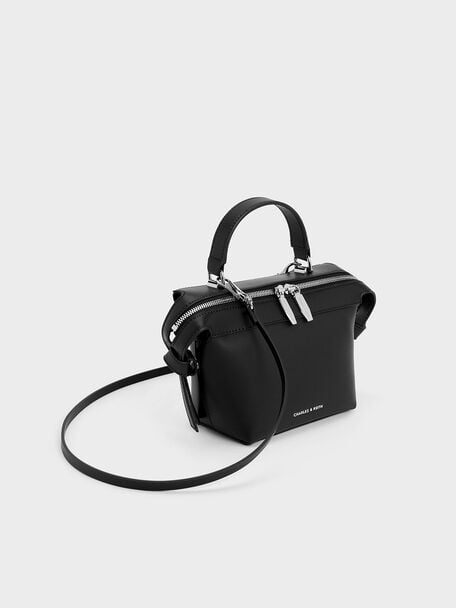 Aurelie Knotted Top Handle Bag, Noir, hi-res