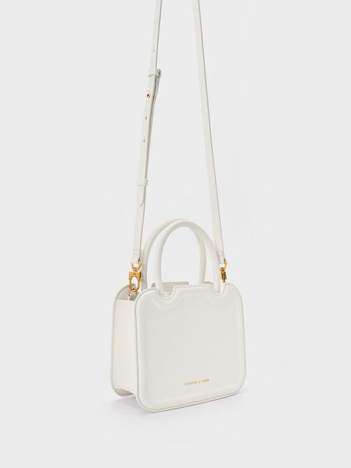 Bolso tote escultural Perline, Blanco, hi-res