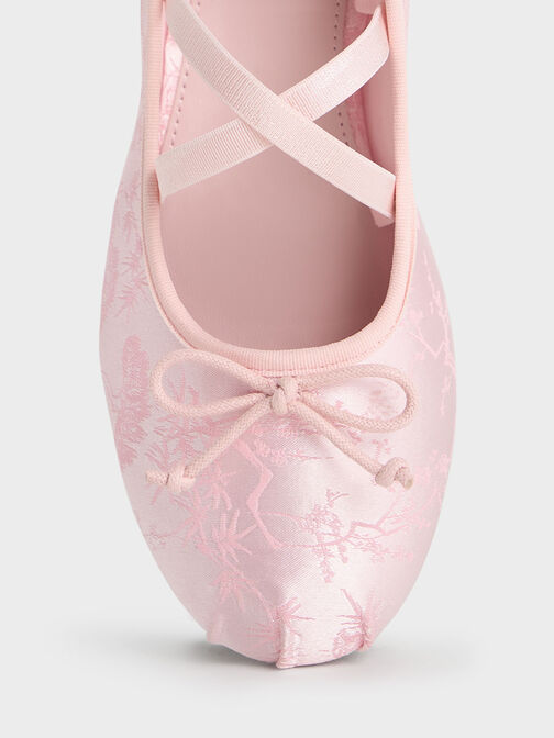 Girls' Crossover-Strap Ballet Flats, Light Pink, hi-res