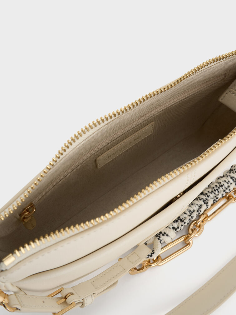 Addison Knotted-Rope Shoulder Bag, Cream, hi-res