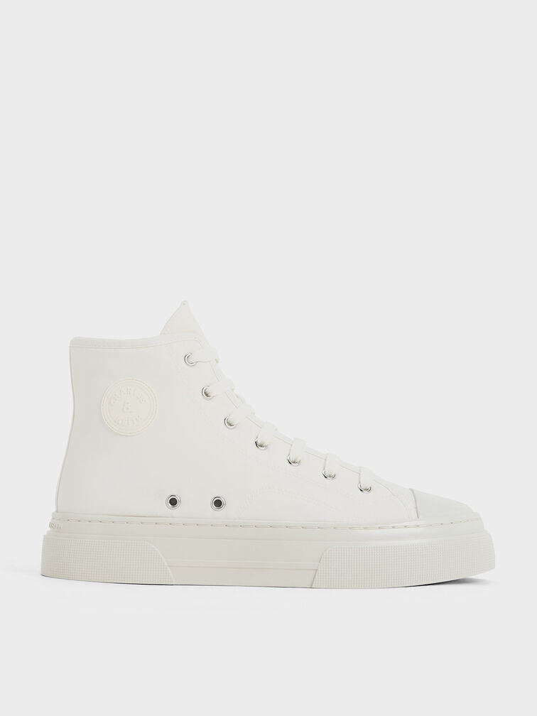 Kay Nylon Two-Tone High-Top Sneakers, White, hi-res