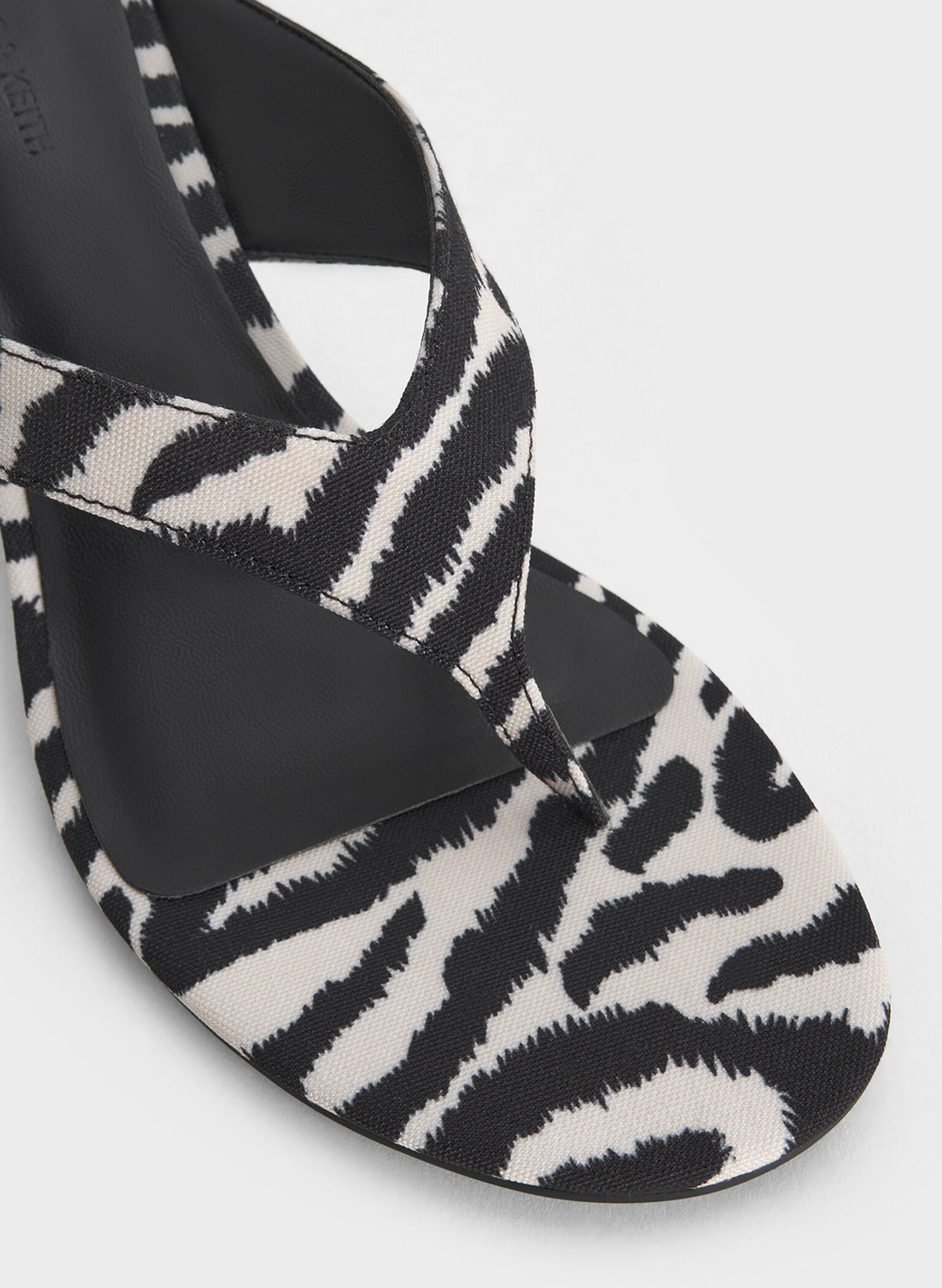 Wynn Zebra-Print Sculptural-Heel Thong Sandals, Animal Print Natural, hi-res
