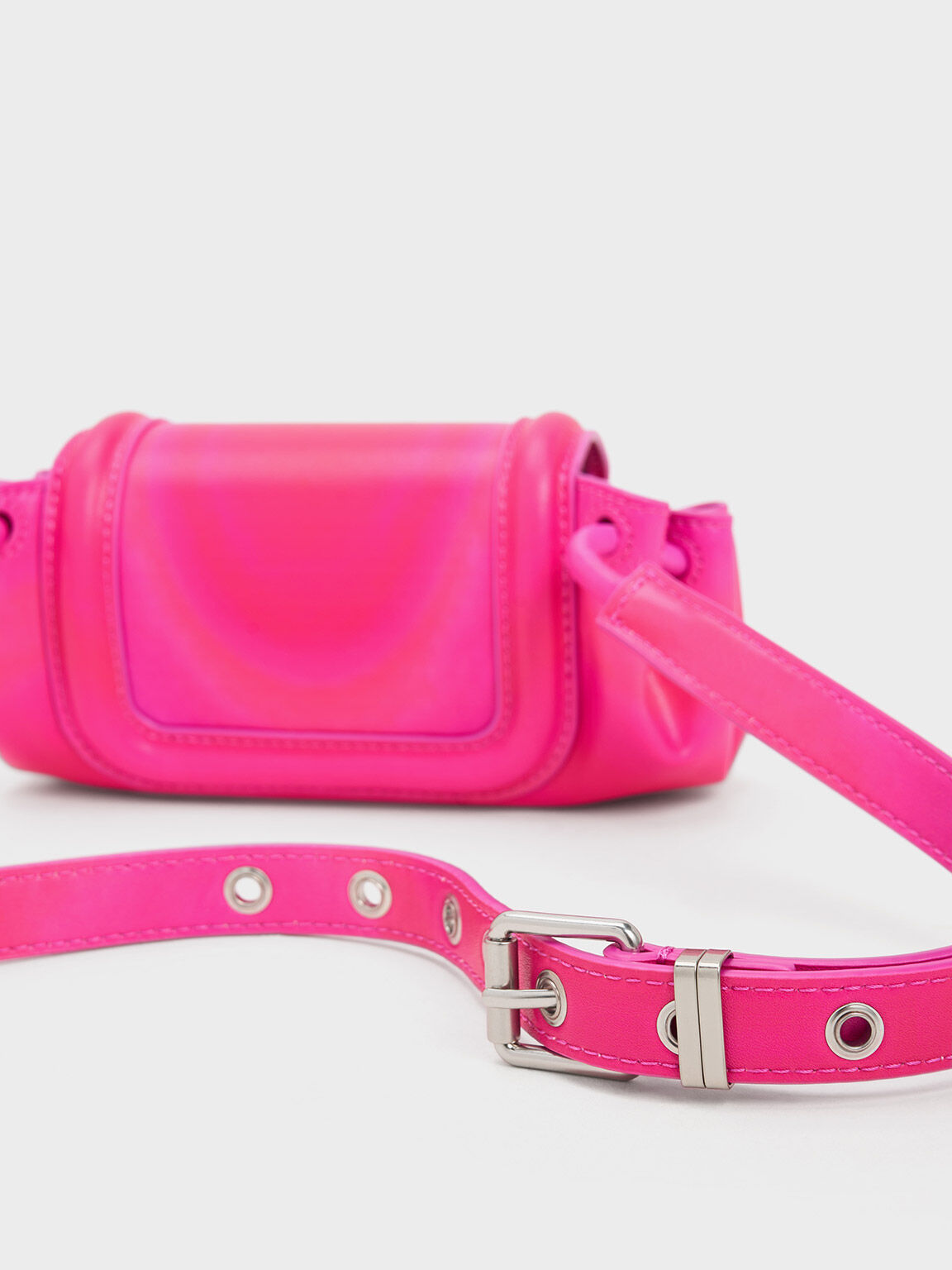 Pink Mini Blossom Curved Flap Crossbody Bag CHARLES KEITH CA
