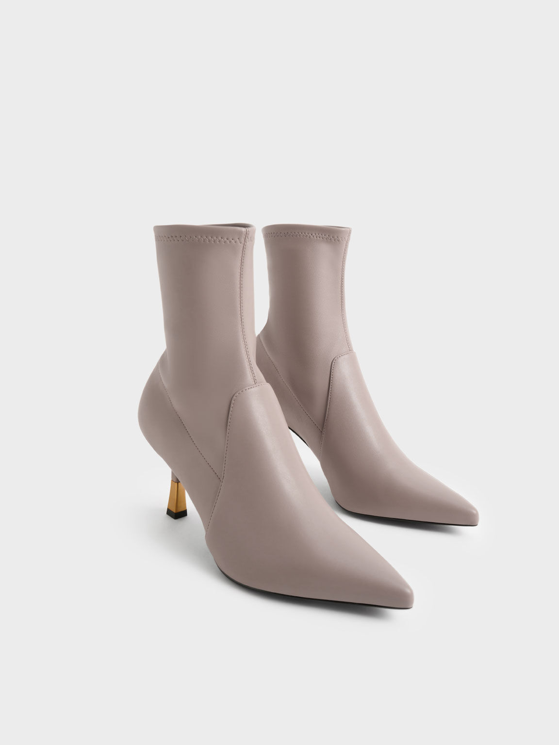 Kitten Heel Ankle Boots, Taupe, hi-res