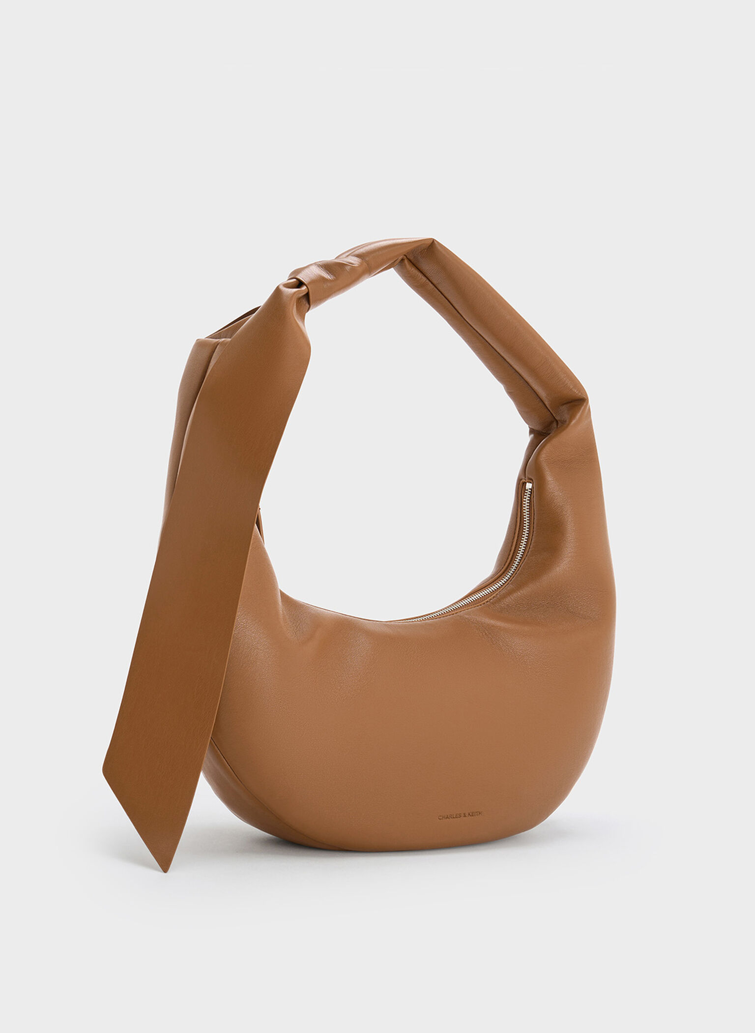 Bolso hobo curvo anudado Toni, Marrón chocolate, hi-res