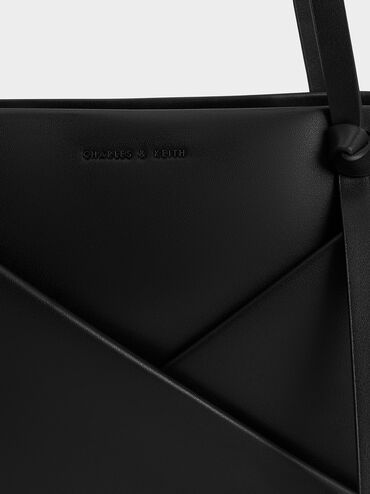 Bolso tote geométrico Midori, Noir, hi-res