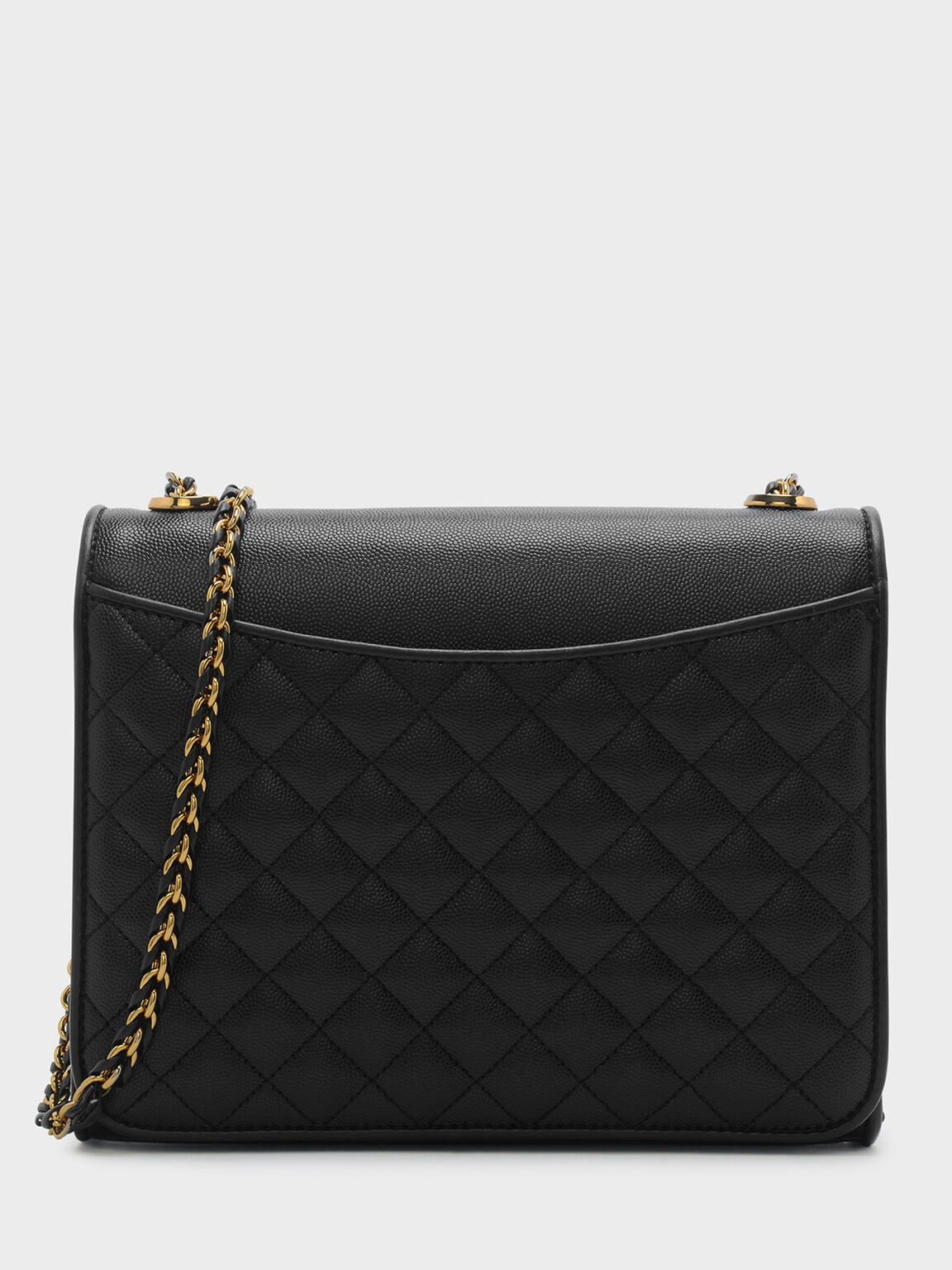 Black Quilted Sling Bag - CHARLES & KEITH SG