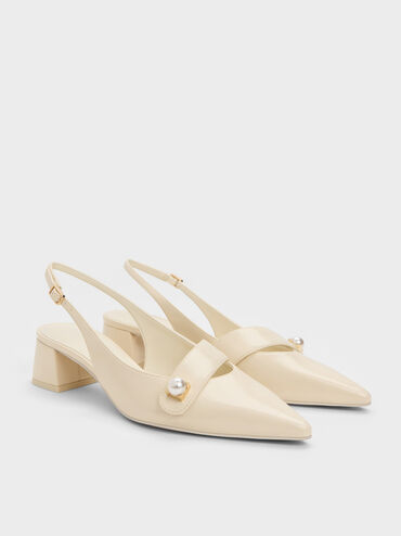 Marie Pearl Slingback Pumps, Cream, hi-res