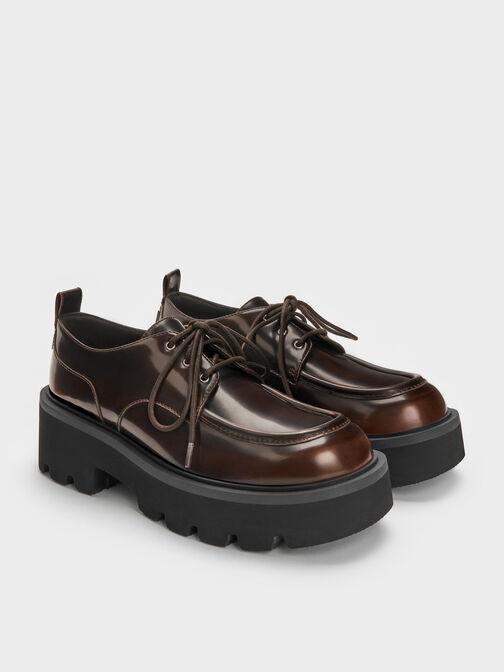 Griselda Ridged-Sole Derbys, Dark Brown, hi-res
