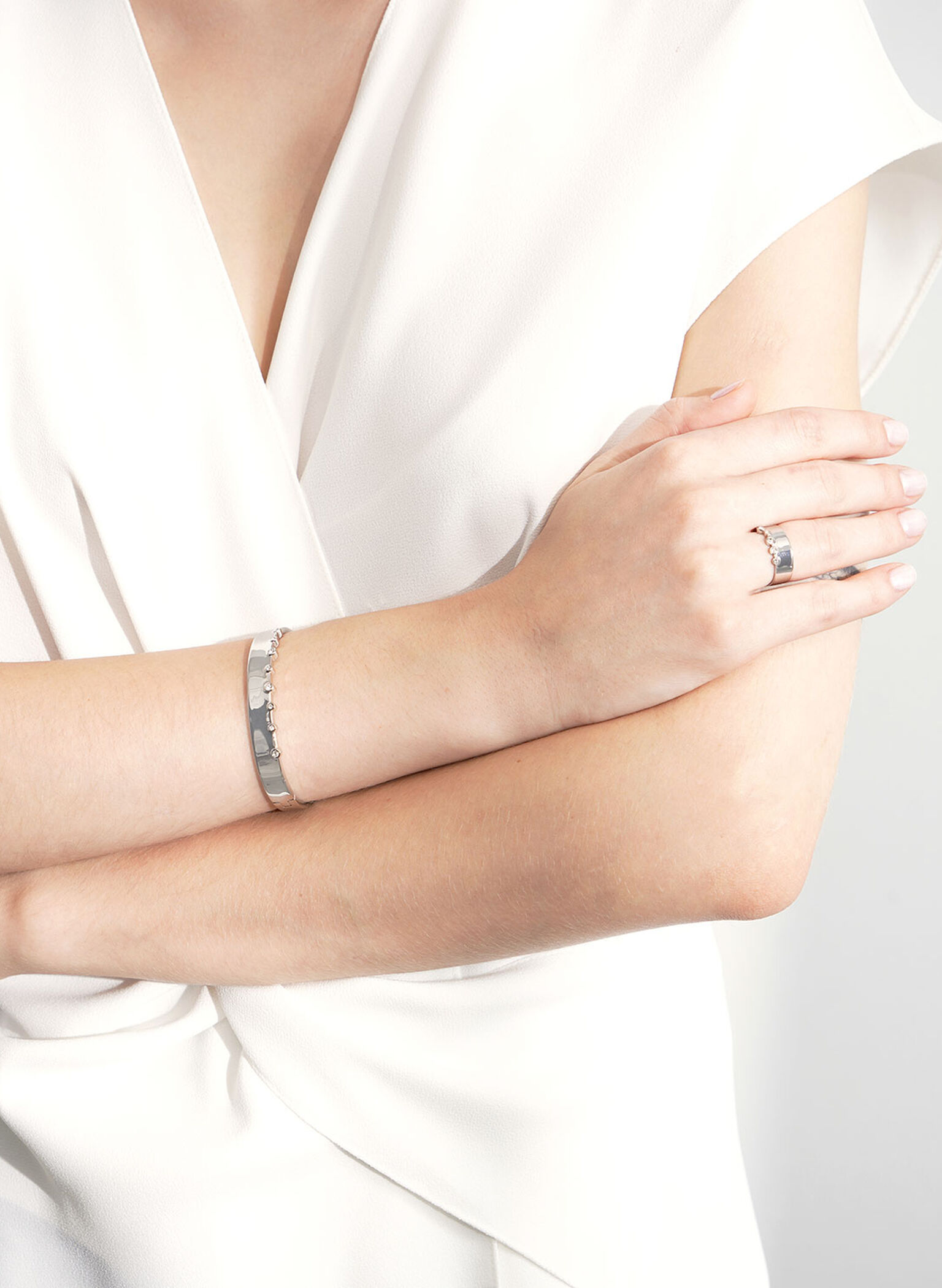 Swarovski® Crystal Studded Ring, Silver, hi-res