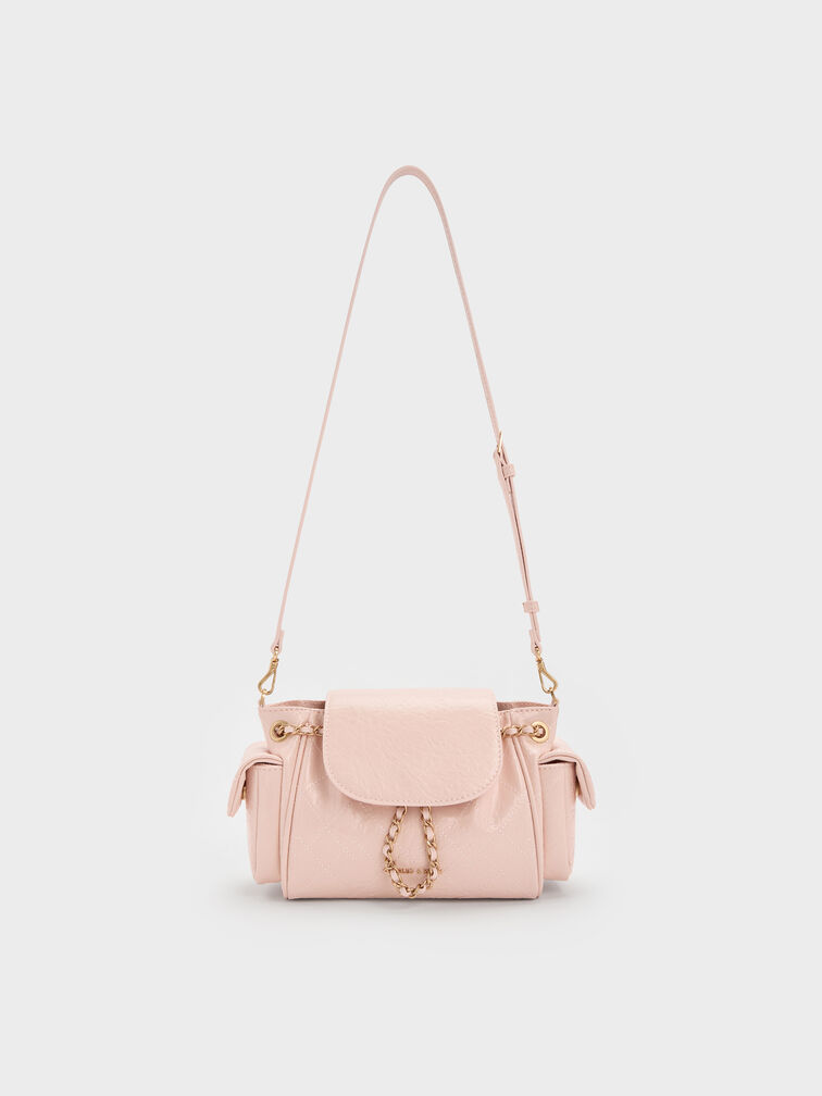 Duo Quilted Two-Way Front Flap Backpack, Soft Pink, hi-res