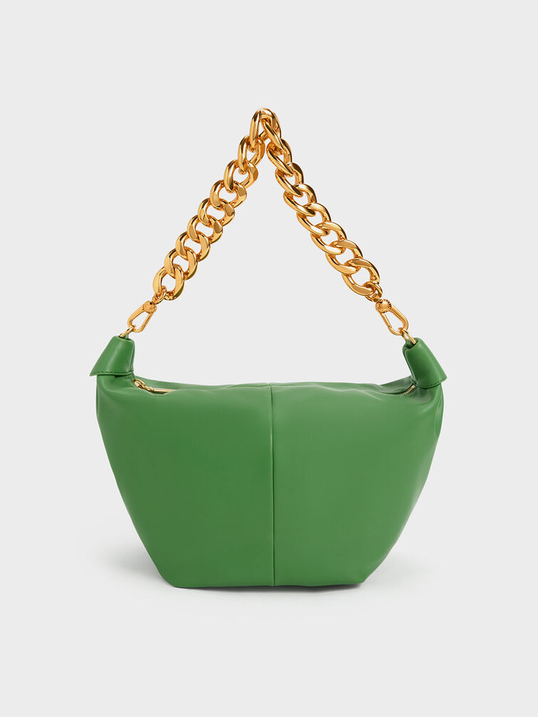 Daki Chain Handle Hobo Bag, Green, hi-res