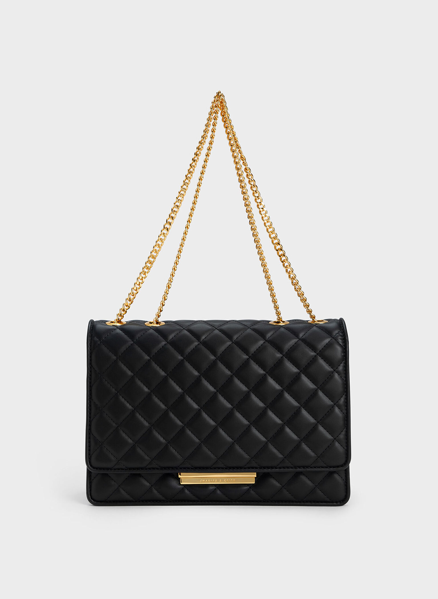 Black Push-Lock Quilted Crossbody Bag - CHARLES & KEITH US
