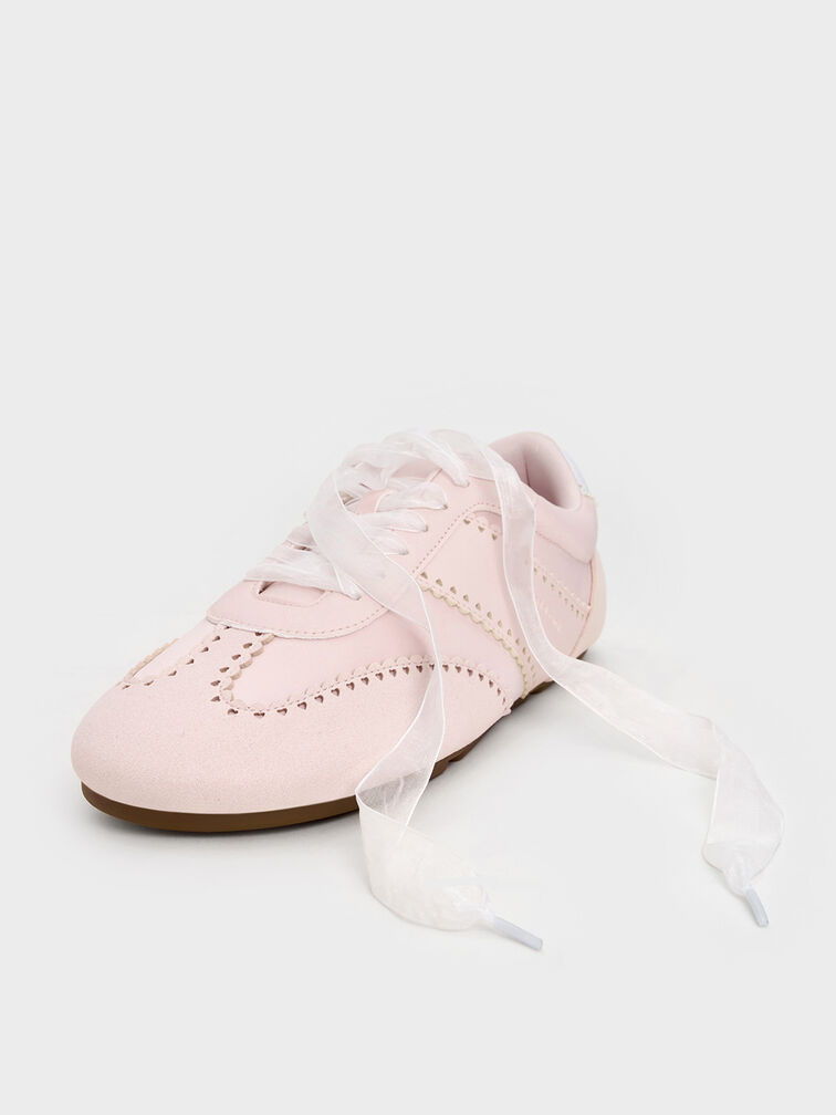 Zapatillas deportivas Cece con adornos de encaje de corazón, Rosa pálido, hi-res