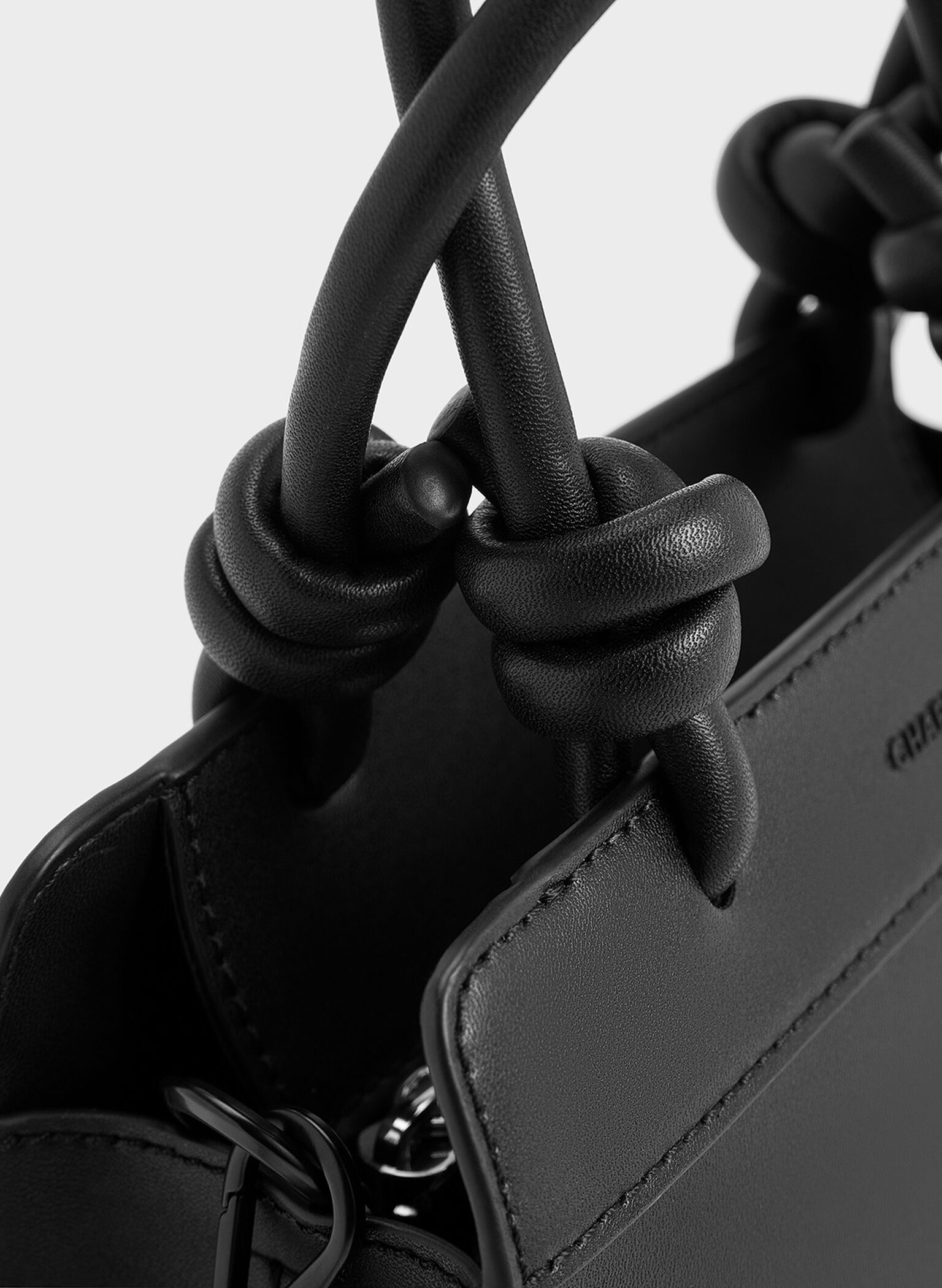 Sabine Knotted-Handle Trapeze Tote Bag, Jet Black, hi-res