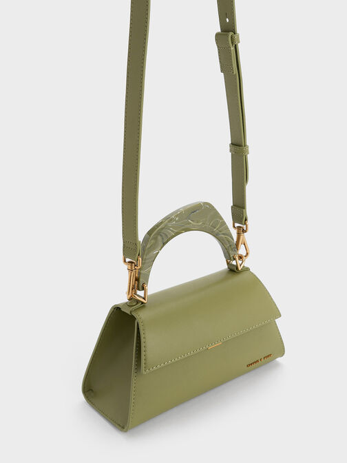 Marlin Acrylic Handle Trapeze Bag, Olive, hi-res