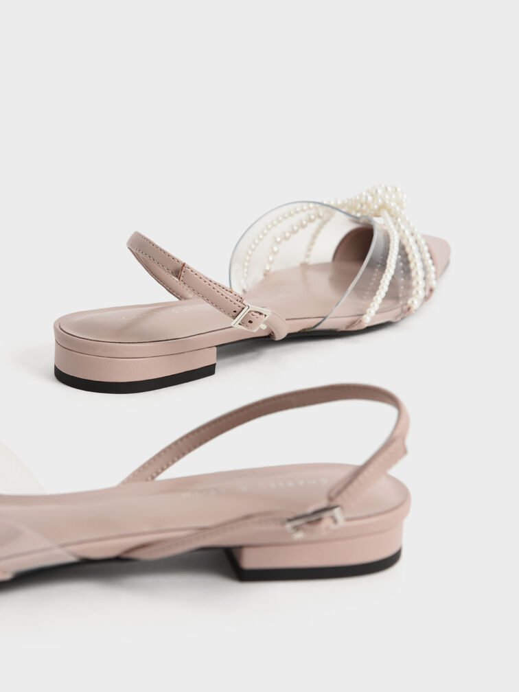 Bead-Embellished Slingback Ballerina Flats, Beige, hi-res