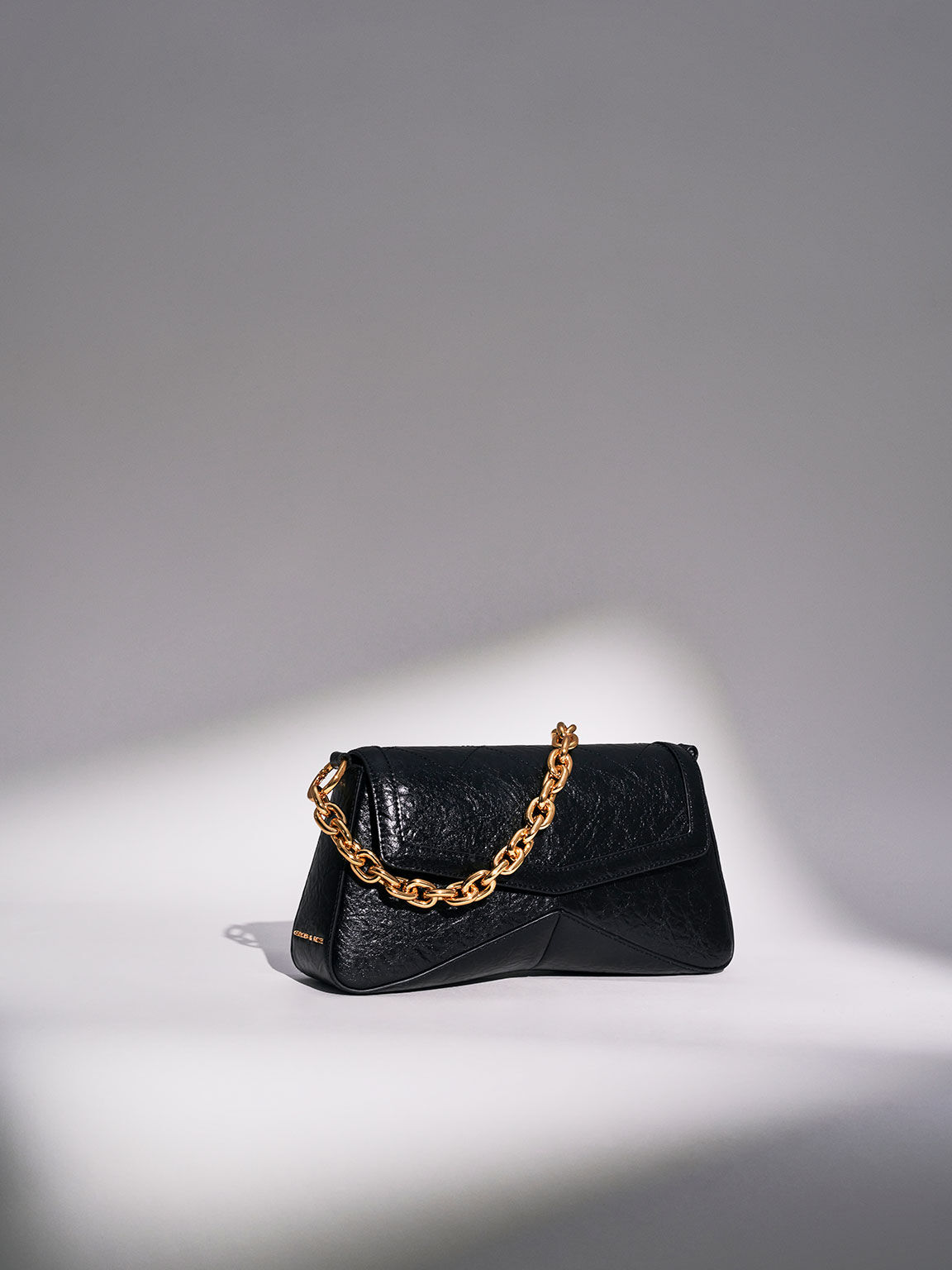 Arley Scarf Chain-Link Trapeze Bag, Black, hi-res