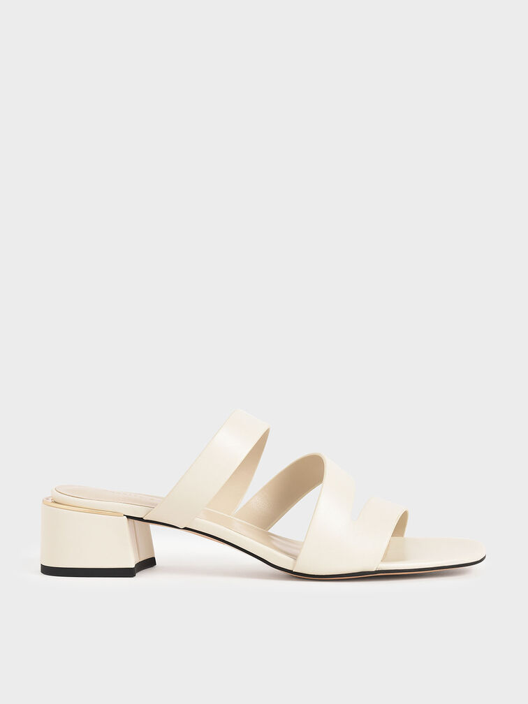 Strappy Block Heel Sandals, Chalk, hi-res