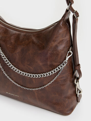 Atwood Chain Convertible Hobo Bag, Distressed Coffee, hi-res