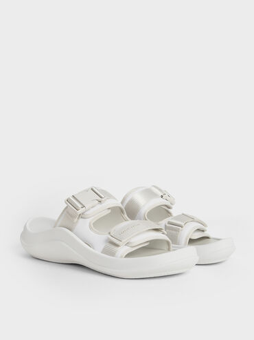 Nylon Double-Strap Sports Sandals, White, hi-res