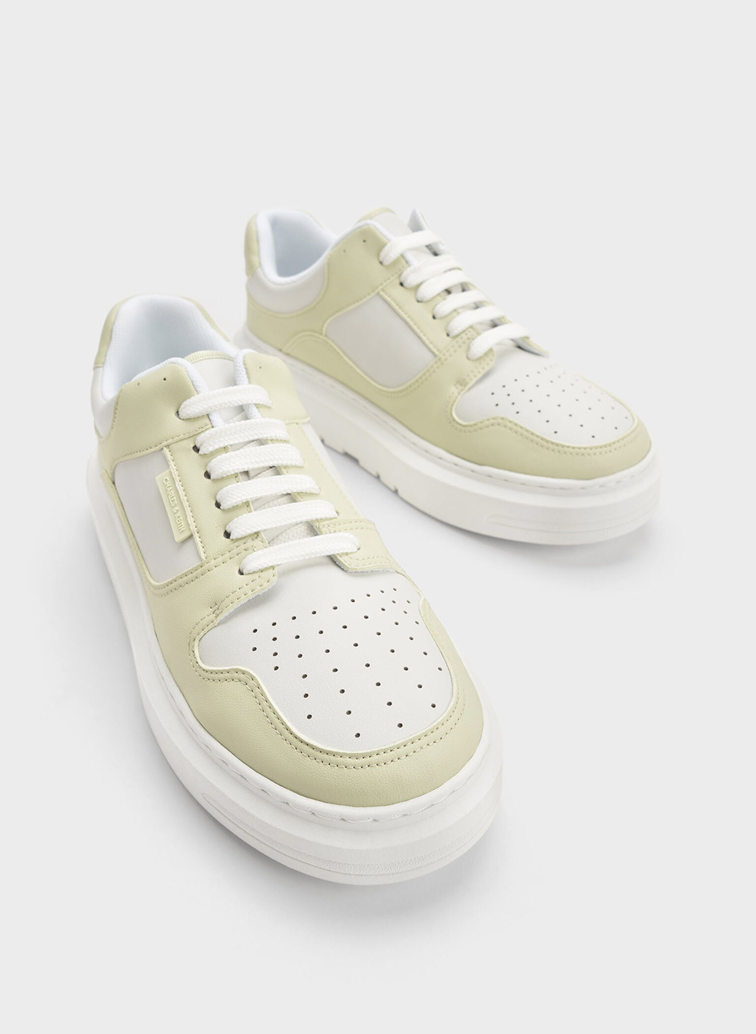 Gem-Embellished Platform Sneakers, Mint Green, hi-res