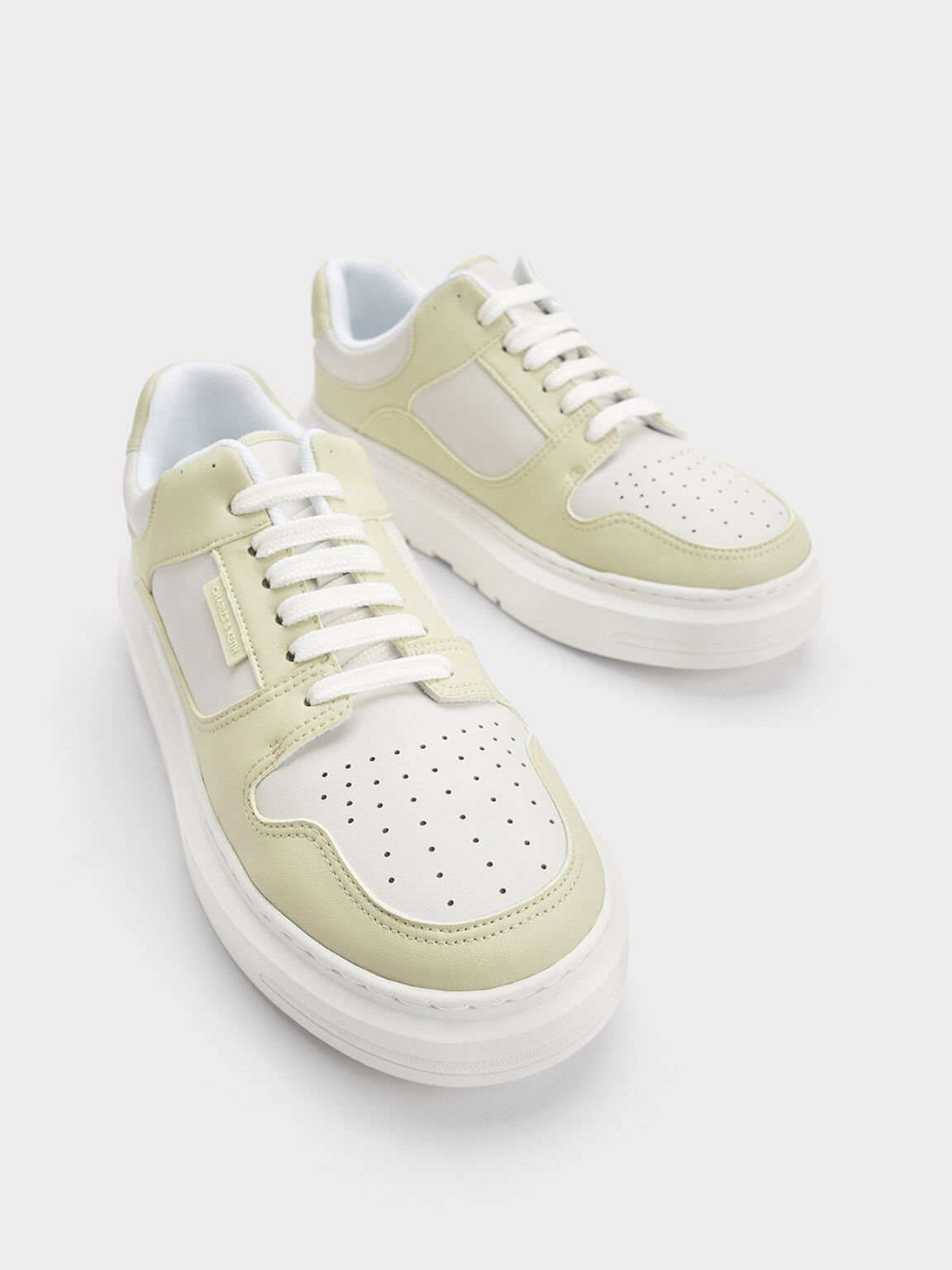 Gem-Embellished Platform Sneakers, Mint Green, hi-res