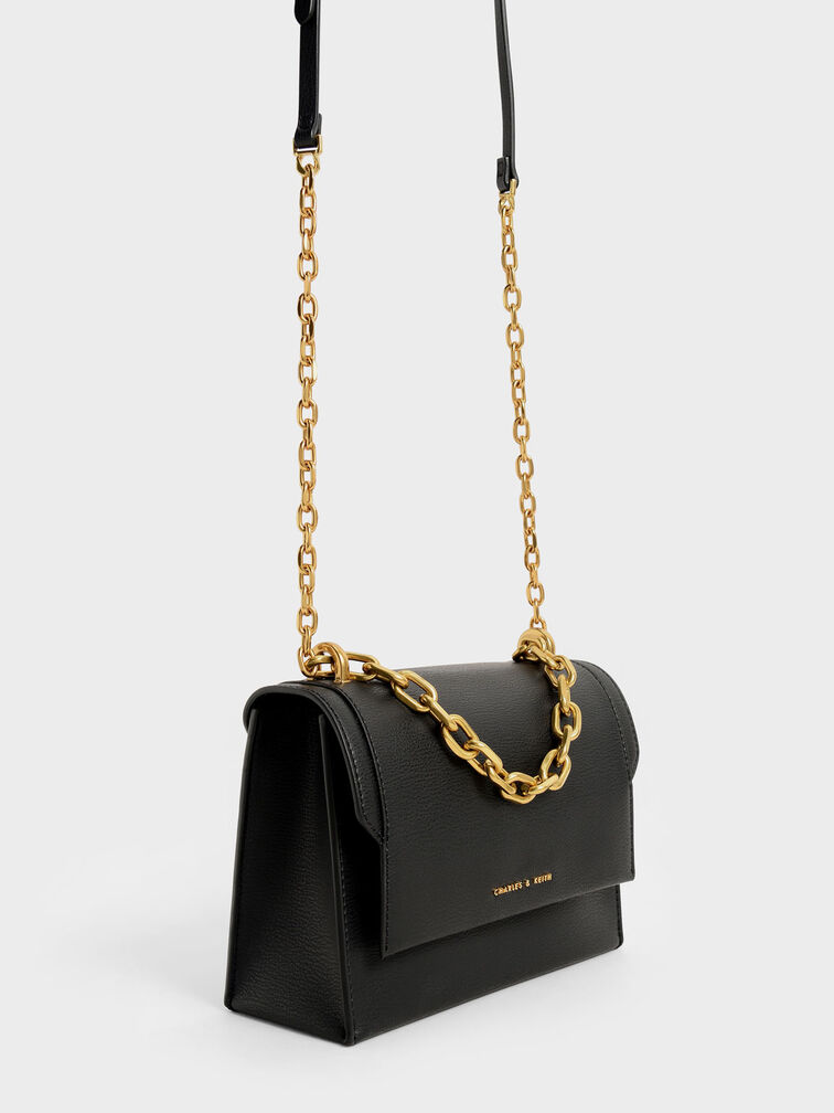 Charles Keith Chain Flap Shoulder Bag Grapefruit Up To 60% Off