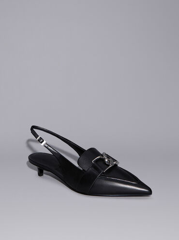 Gabine Leather Slingback Pumps, Black, hi-res