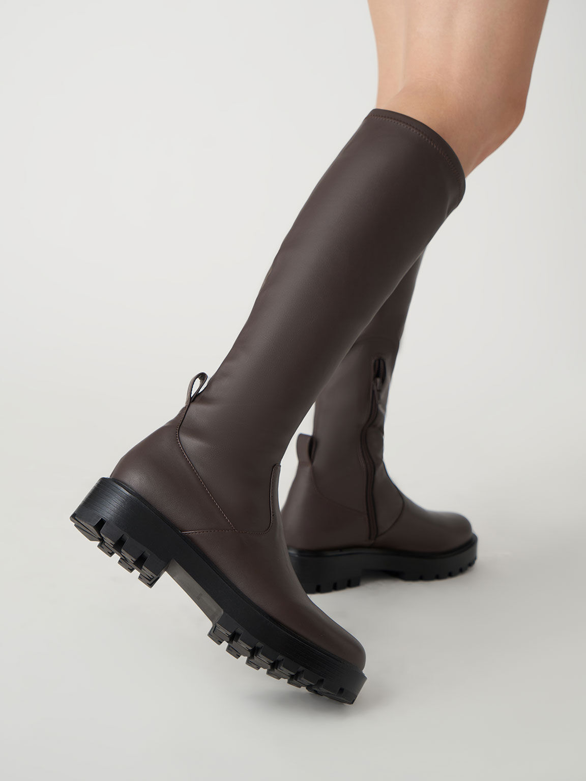 Knee-High Boots, Dark Brown, hi-res